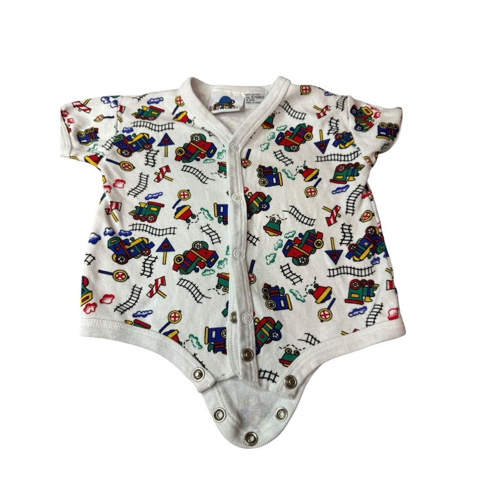 Vintage Peek-A-Babe 3-6 Months Infant One Piece Bodysuit Trains